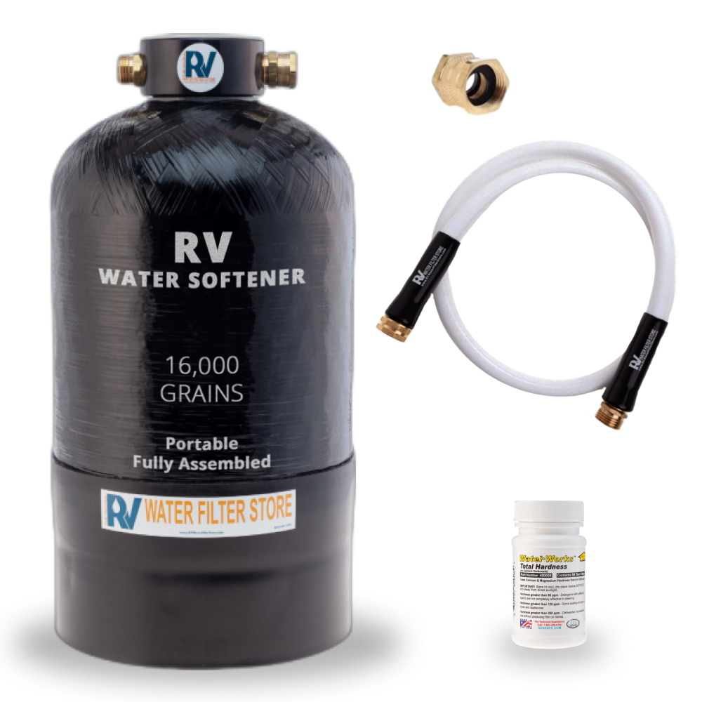Essential RV Water Softener Portable 16,000 Grain w 4 ft Custom 
