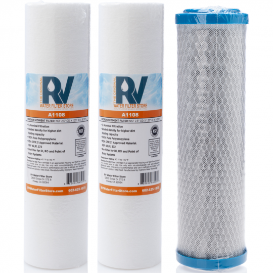 Enhanced RV Water Filter System + Anti Scaling Filtration Refill Kit