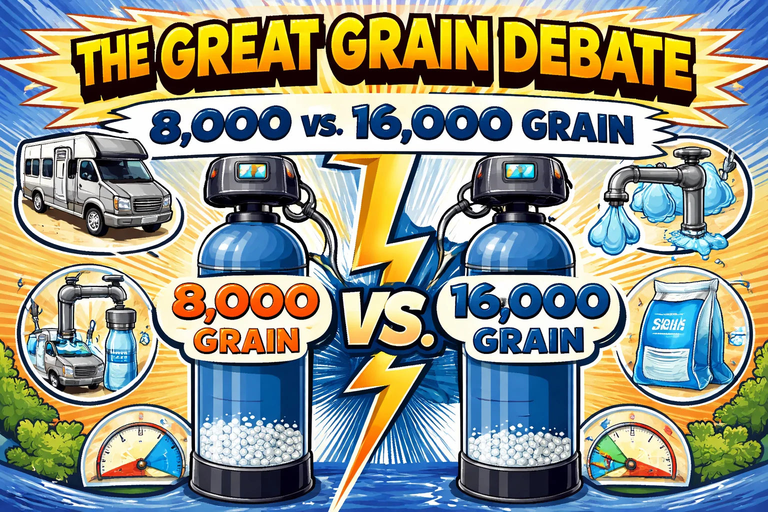 The Great Grain Debate: 8,000 vs. 16,000 Grain RV Water Softeners
