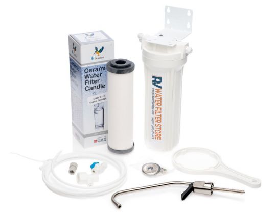 Under Sink Ceramic Drinking Water Filter Kit - Faucet, Parts for Install & Filter Included