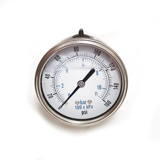 Stainless Oil Filled Gauge 0-160 psi 1/4" out the back